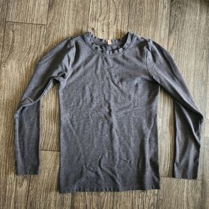 Lunya Good In Bed Pima Cotton Gray Long Sleeve Top